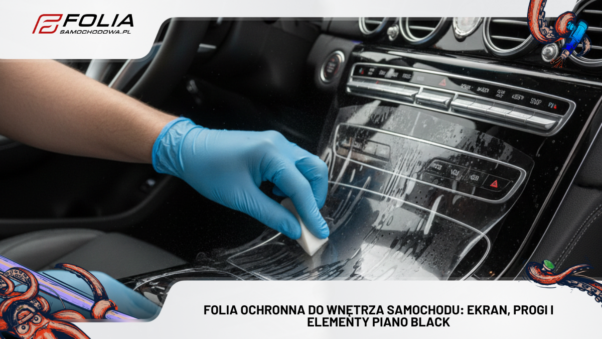 Folia ochronna do wnętrza samochodu: ekran, progi i elementy piano black